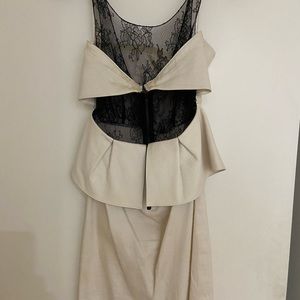 Alice + Olivia off white dress with leather and lace detail